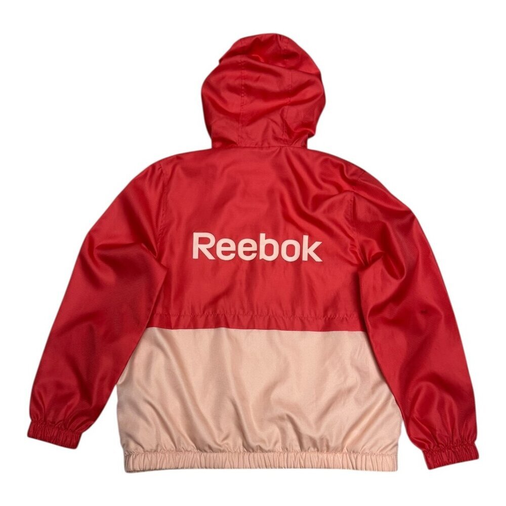 REEBOK Light Activewear Peach Hooded Windbreaker Fleece Jacket Womens Large - Picture 2 of 8